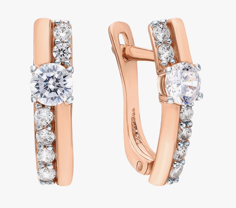 Серьги из золота с камнем Фианит фото, цены