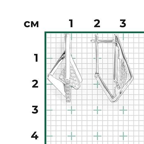 Серьги из серебра с камнем Фианит фото, цены