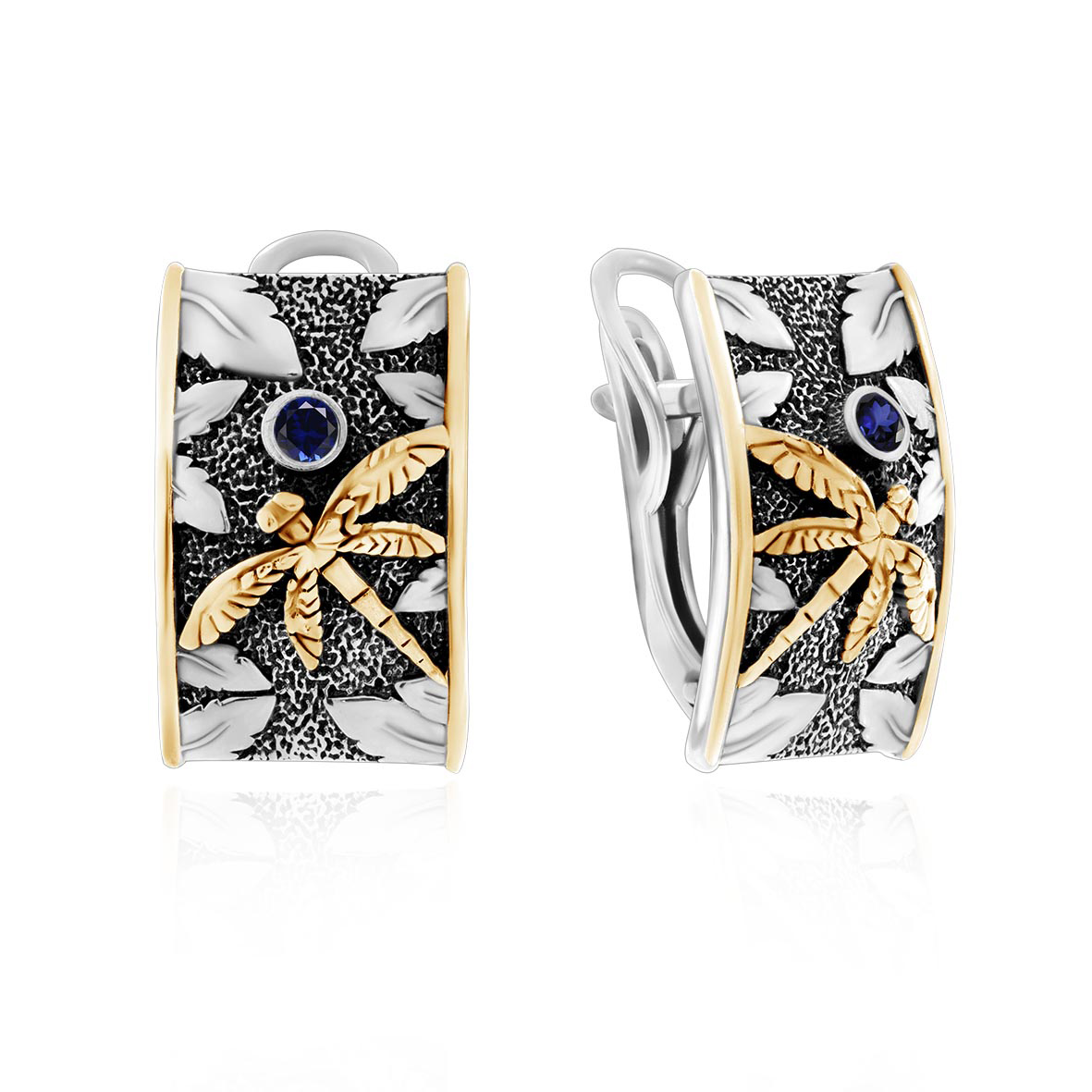 Серьги из серебра с камнем Корунд фото, цены