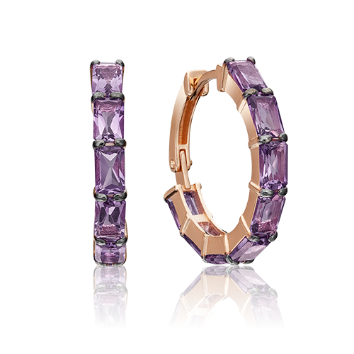 Серьги из золота с камнем аметист фото, цены