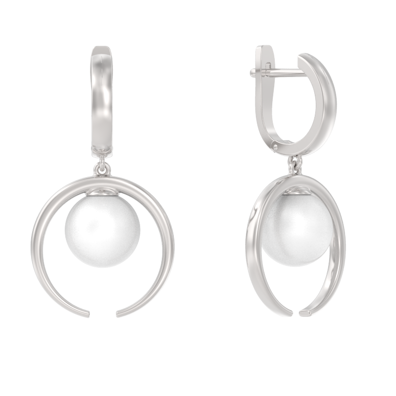 Серьги из серебра с камнем Жемчуг фото, цены