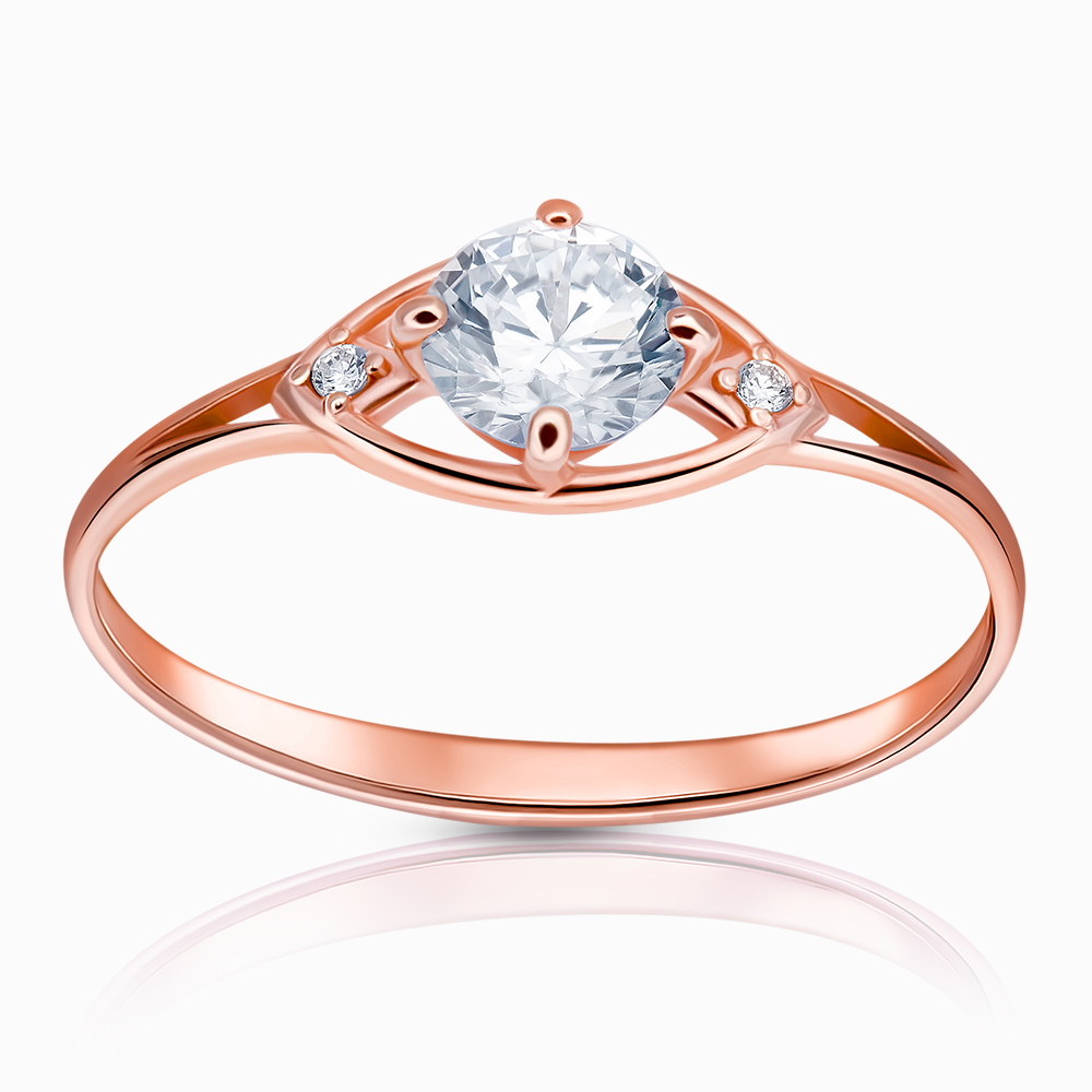 Кольцо из позолота с камнем Фианит фото, цены