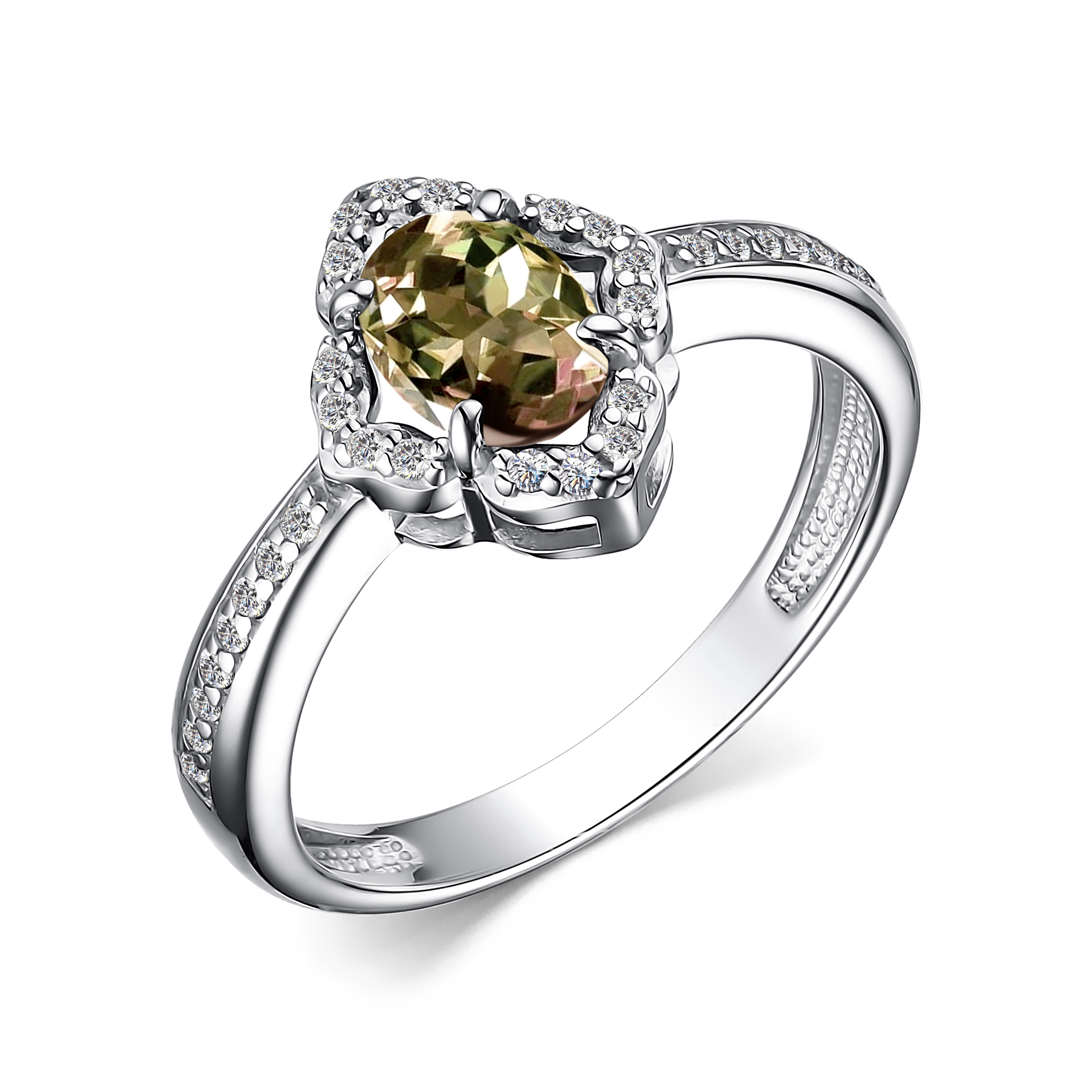 Кольцо из серебра с камнем Фианит, Султанит и.в. фото, цены