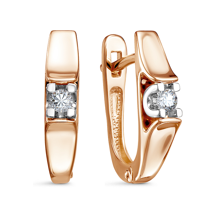 Серьги из золота с камнем Бриллиант фото, цены