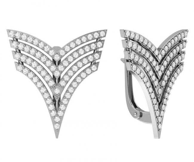 Серьги из серебра с камнем Фианит фото, цены