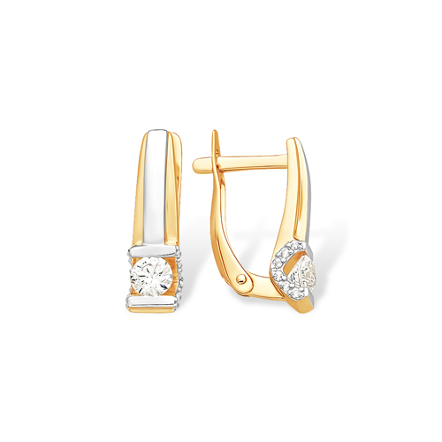 Серьги из золота с камнем Фианит фото, цены