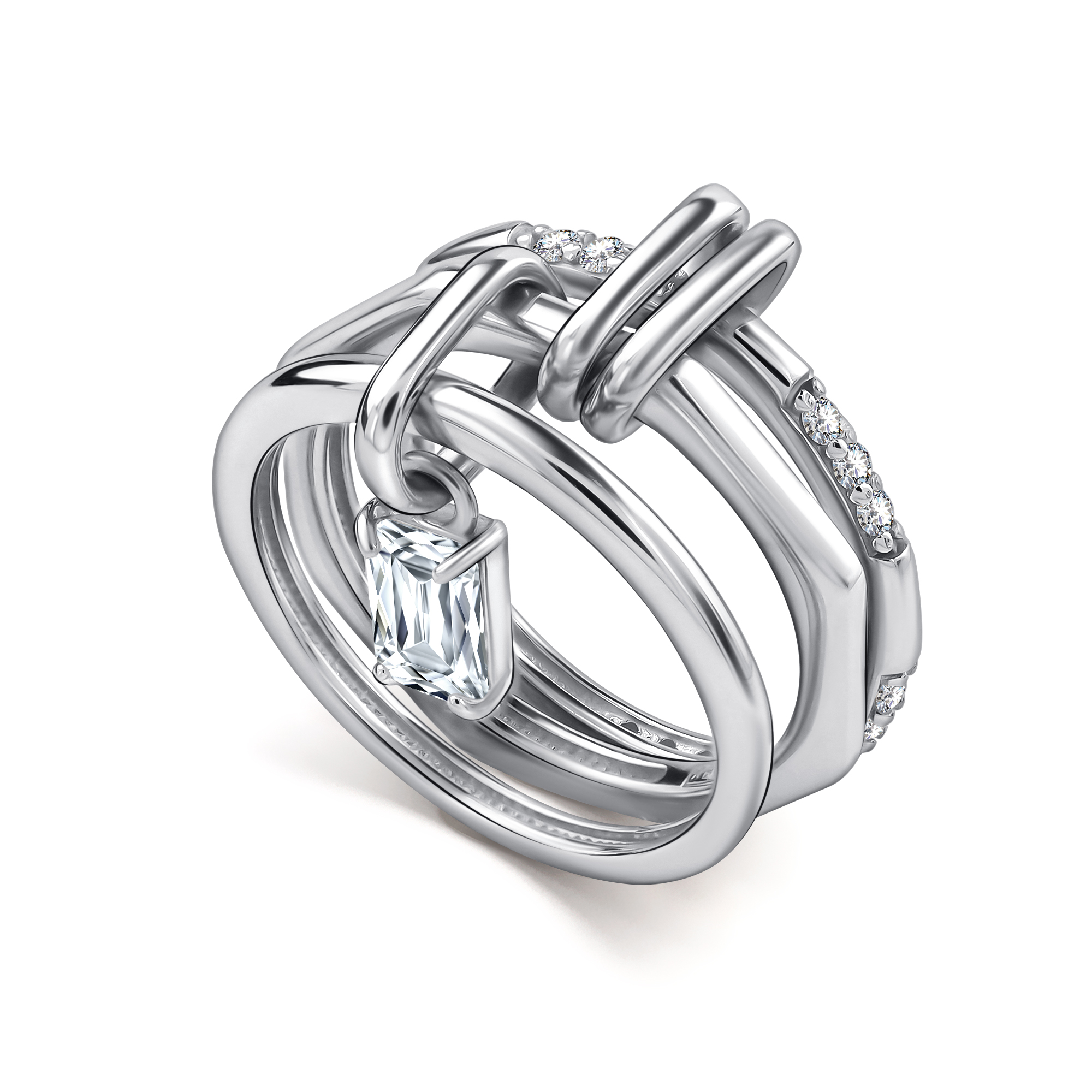 Кольцо из серебра с камнем Фианит фото, цены