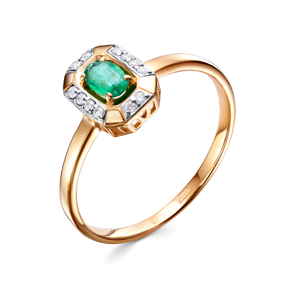 Кольцо из золота с камнем Бриллиант, Изумруд фото, цены