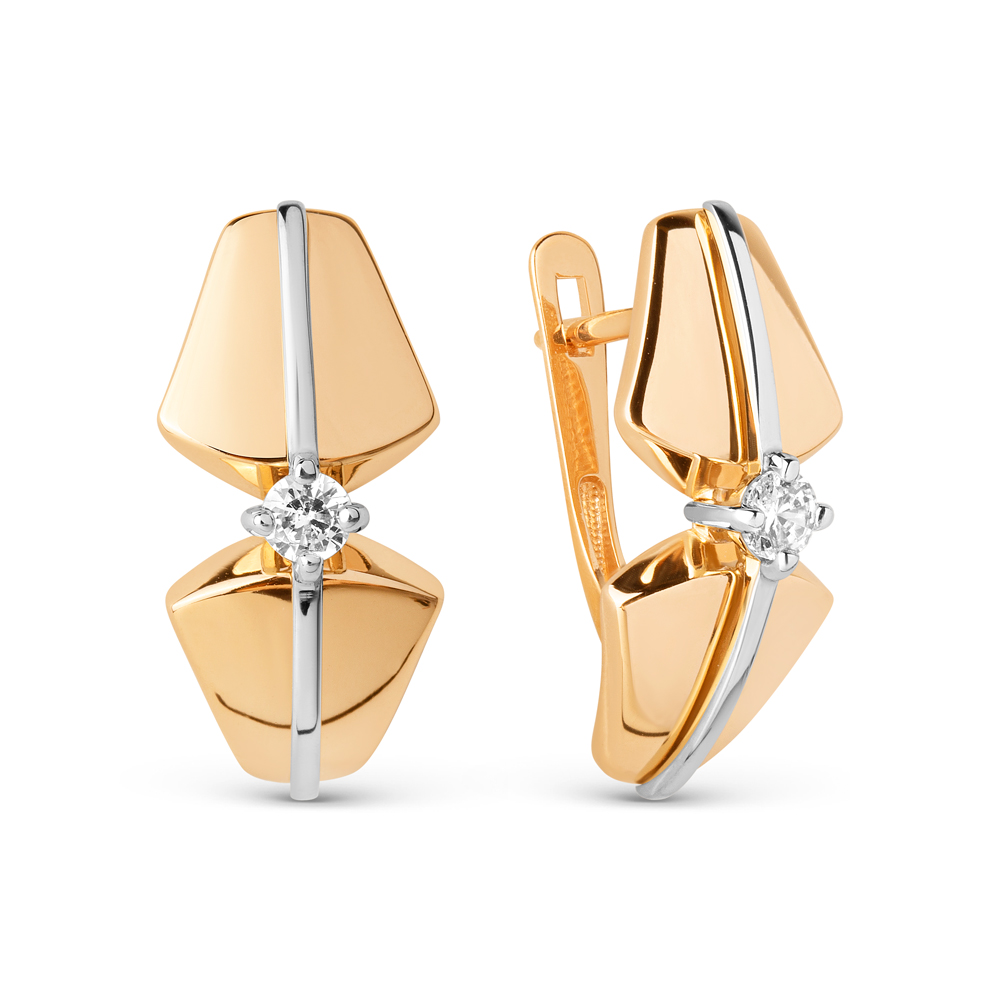 Серьги из золота с камнем Фианит фото, цены