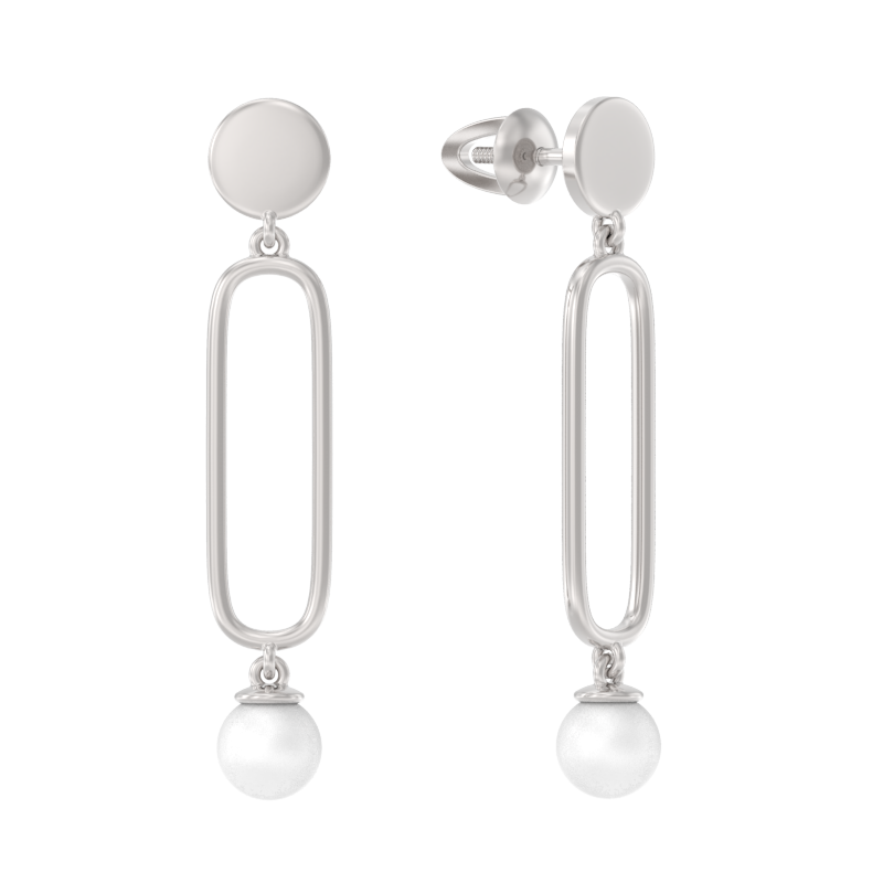 Пуссеты из серебра с камнем Жемчуг иск. фото, цены