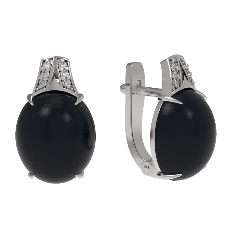 Серьги из серебра с камнем Фианит, Агат фото, цены