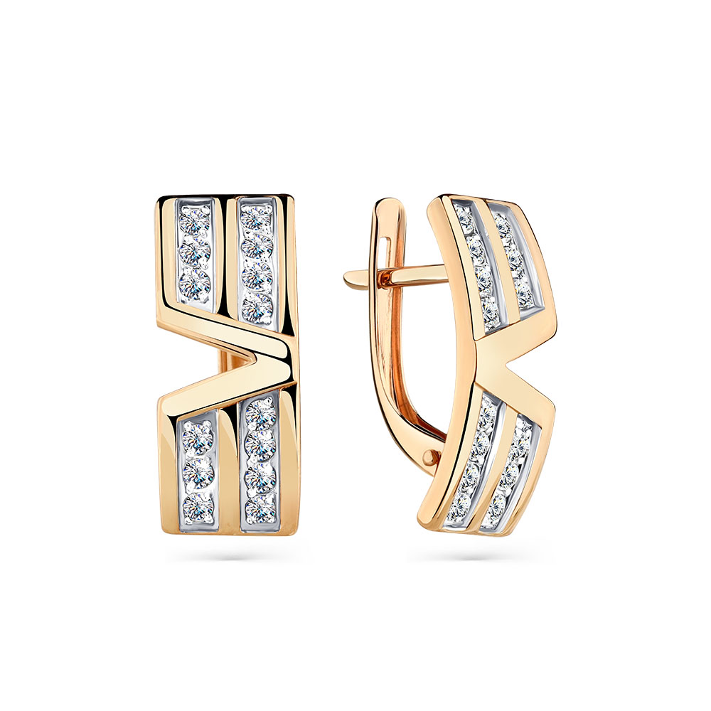 Серьги из золота с камнем Фианит фото, цены