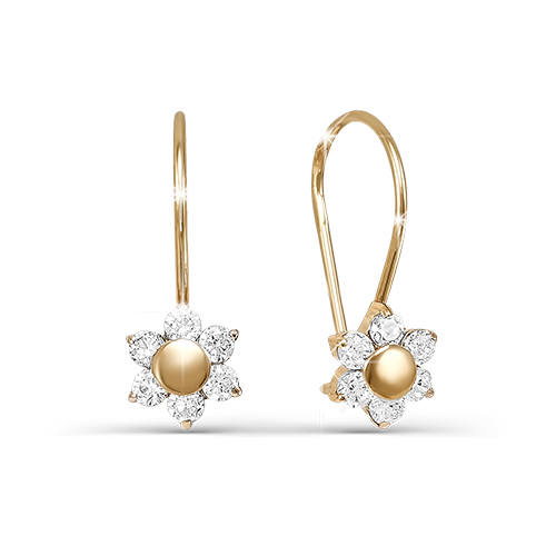 Серьги из золота с камнем Фианит фото, цены