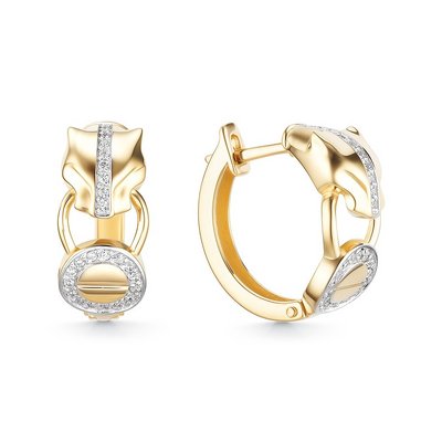 Серьги из золота с камнем Фианит фото, цены