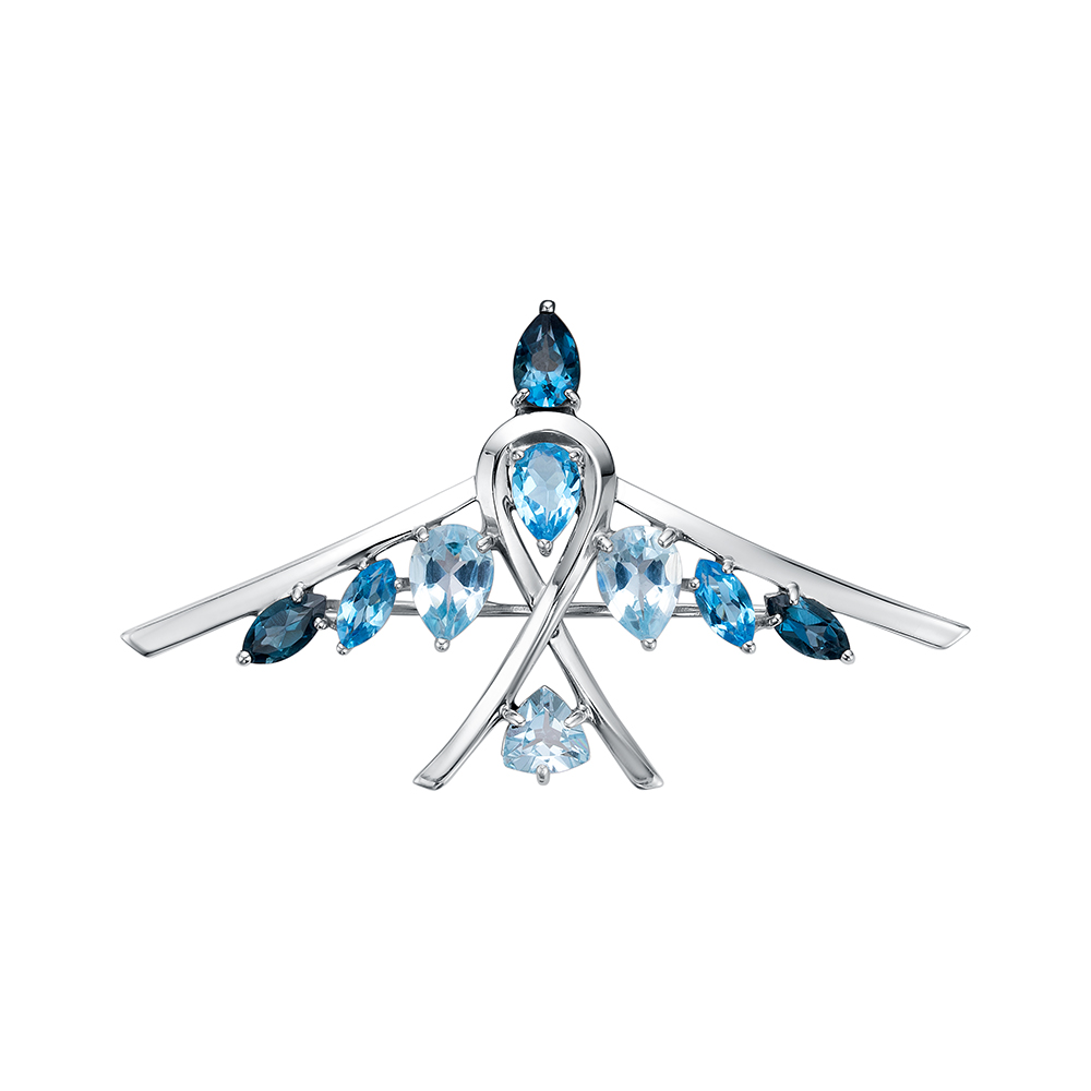 Брошь из серебра с камнем Лондон топаз, Топаз фото, цены