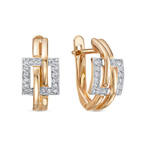 Серьги из золота с камнем Фианит фото, цены