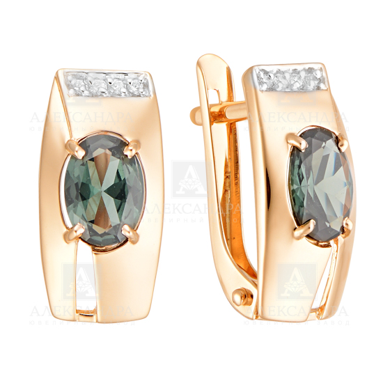 Серьги из золота с камнем Лондон топаз, Фианит фото, цены