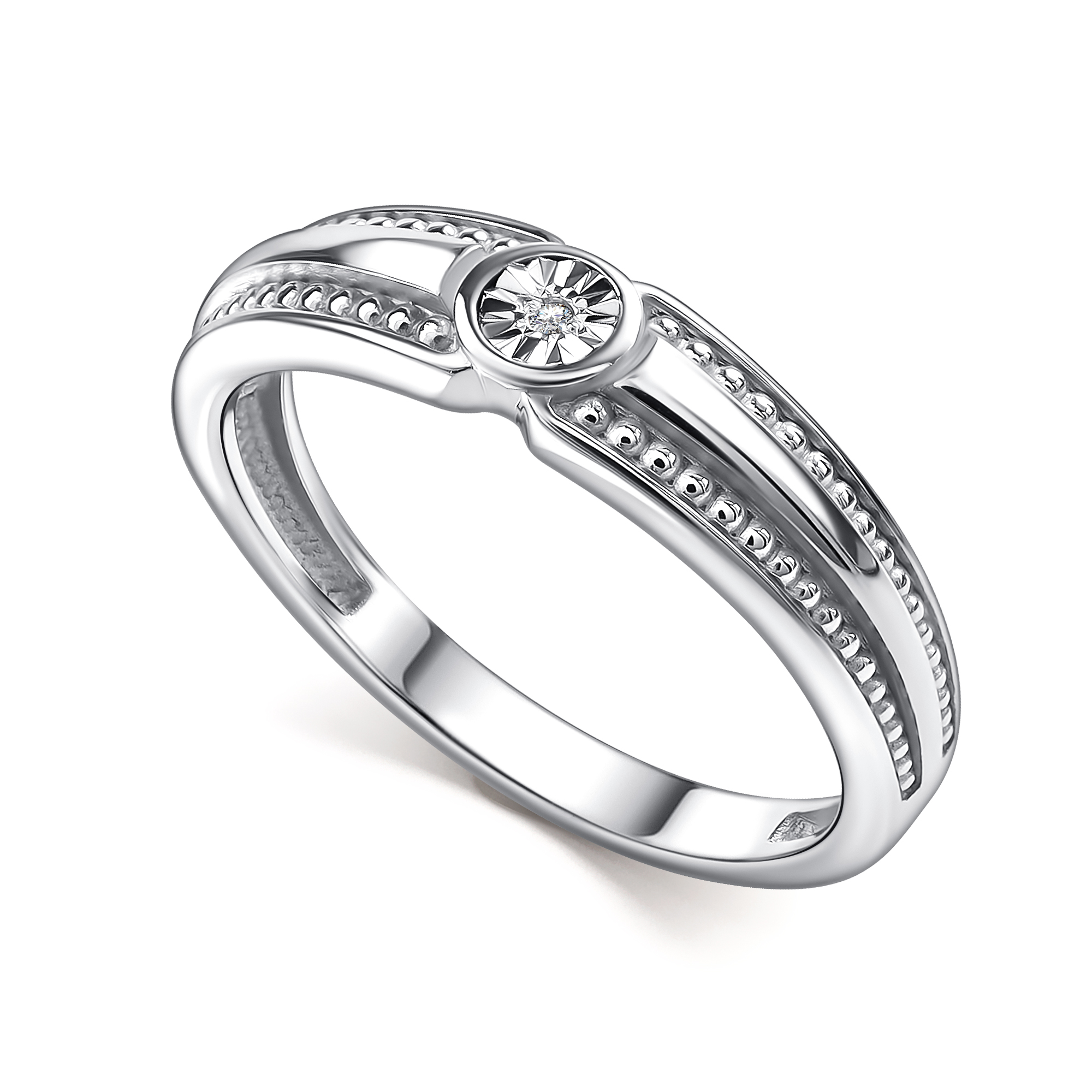 Кольцо из серебра с камнем Бриллиант фото, цены