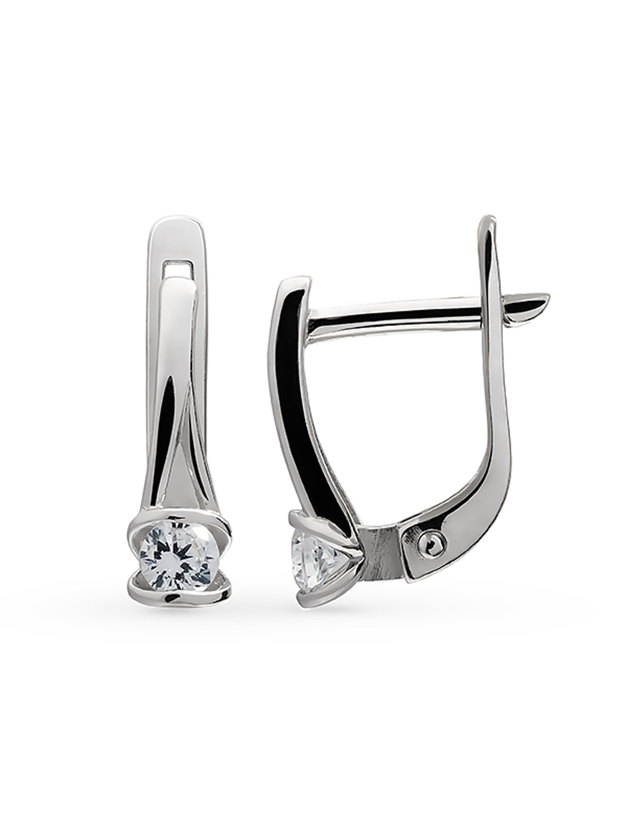 Серьги из серебра с камнем Фианит фото, цены