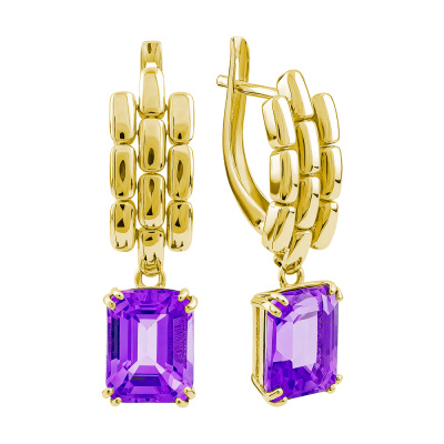 Серьги из золота с камнем аметист фото, цены