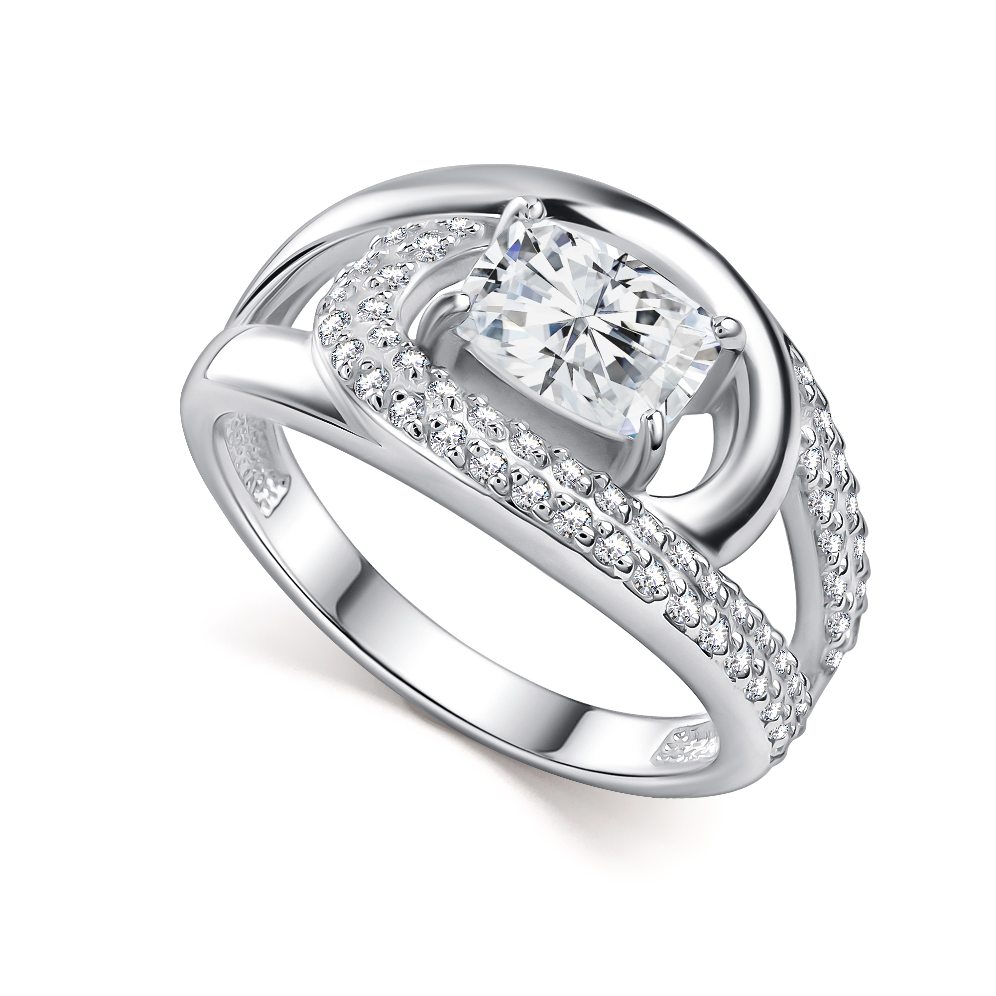 Кольцо из серебра с камнем Фианит, Горный хрусталь фото, цены