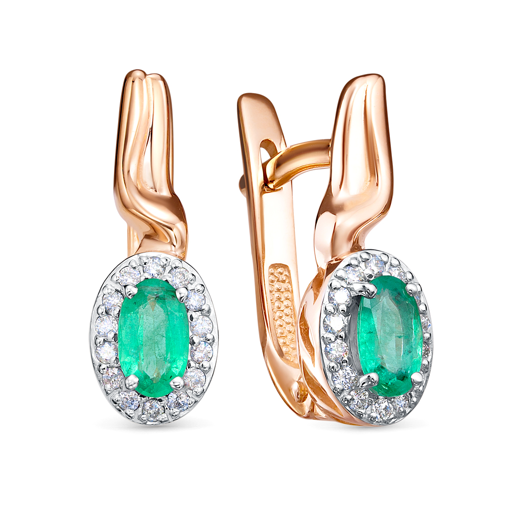 Серьги из золота с камнем Бриллиант, Изумруд фото, цены