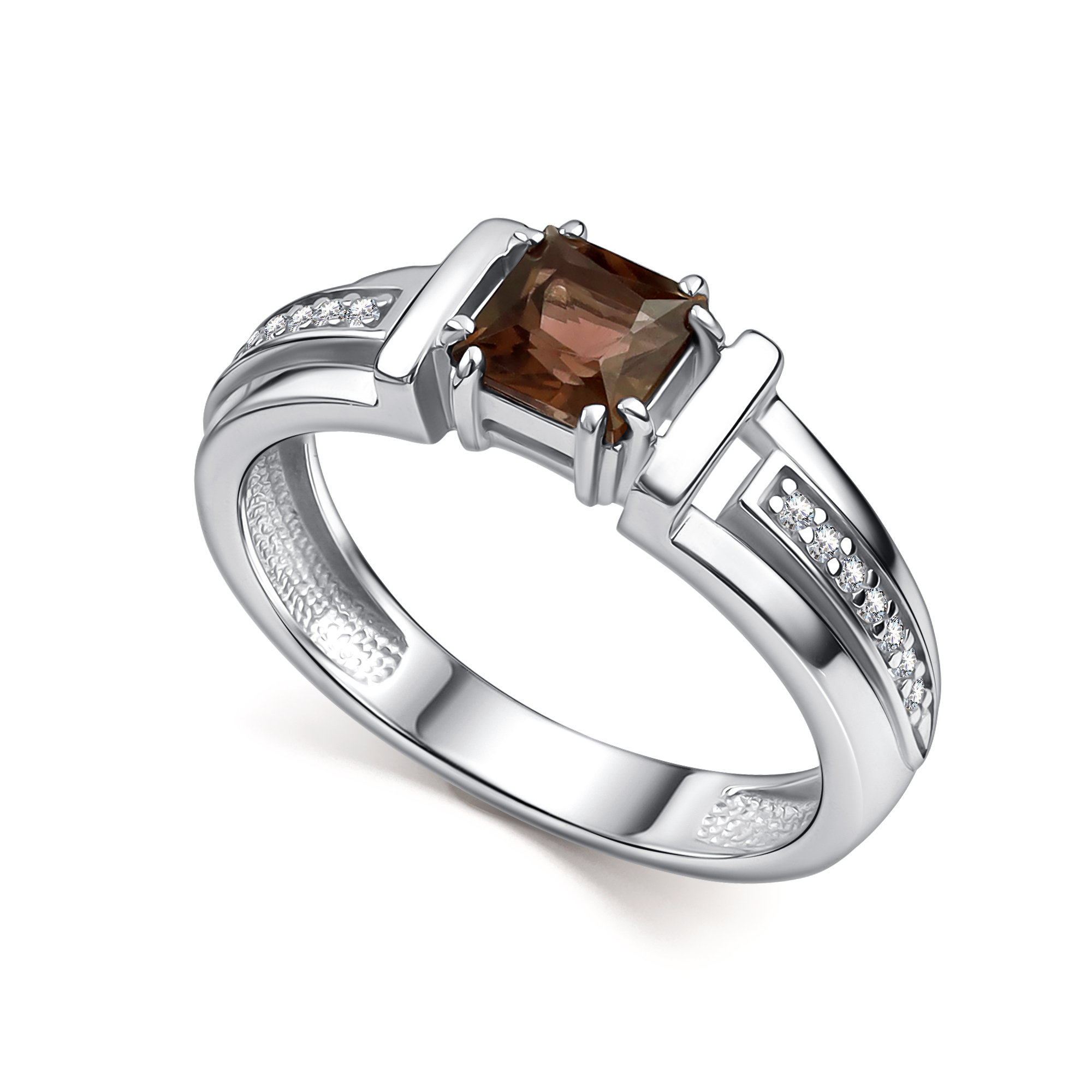 Кольцо из серебра с камнем Фианит, Раух-топаз фото, цены