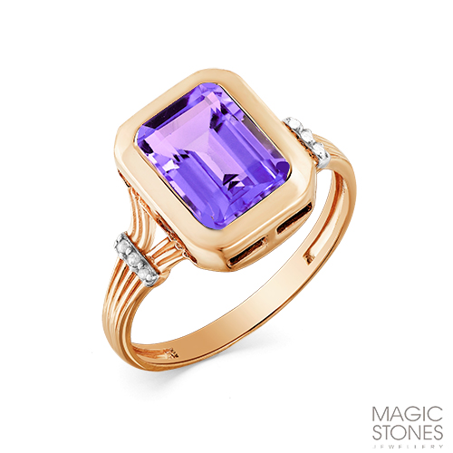 Кольцо из золота с камнем Топаз, аметист фото, цены