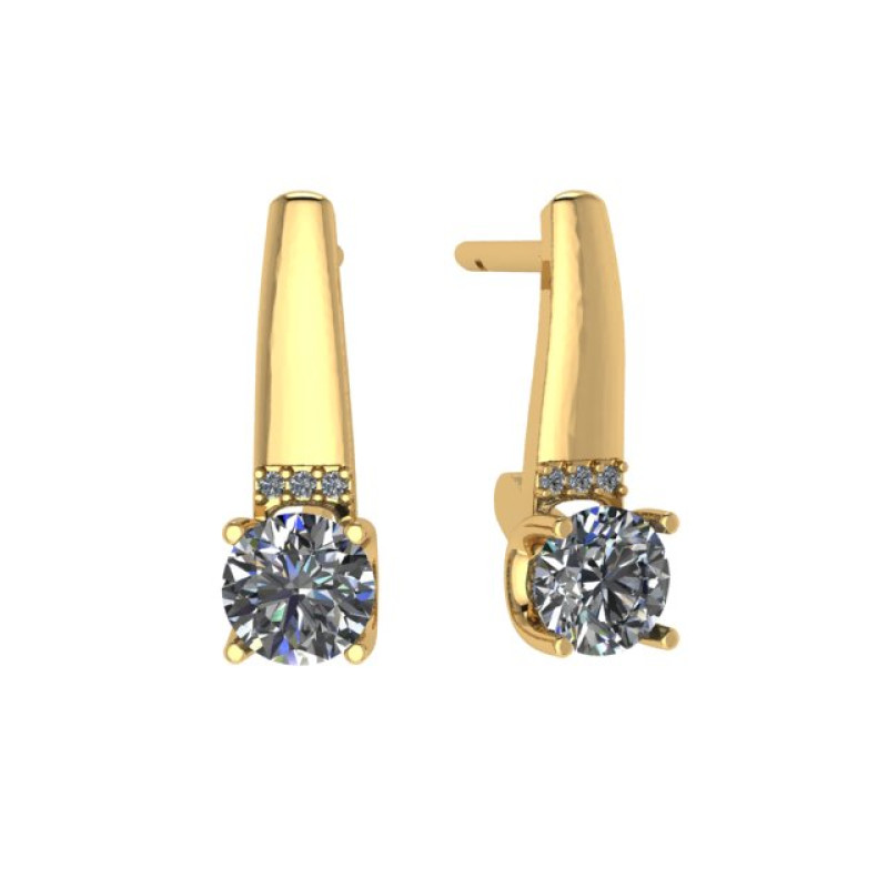 Серьги из золота с камнем Фианит фото, цены