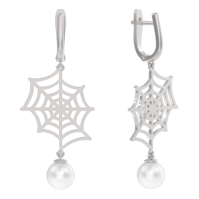 Серьги из серебра с камнем Жемчуг фото, цены