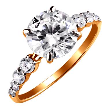 Кольцо из золота с камнем Фианит фото, цены