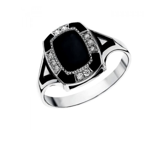 Печатка из серебра с камнем Фианит, вставками эмали фото, цены