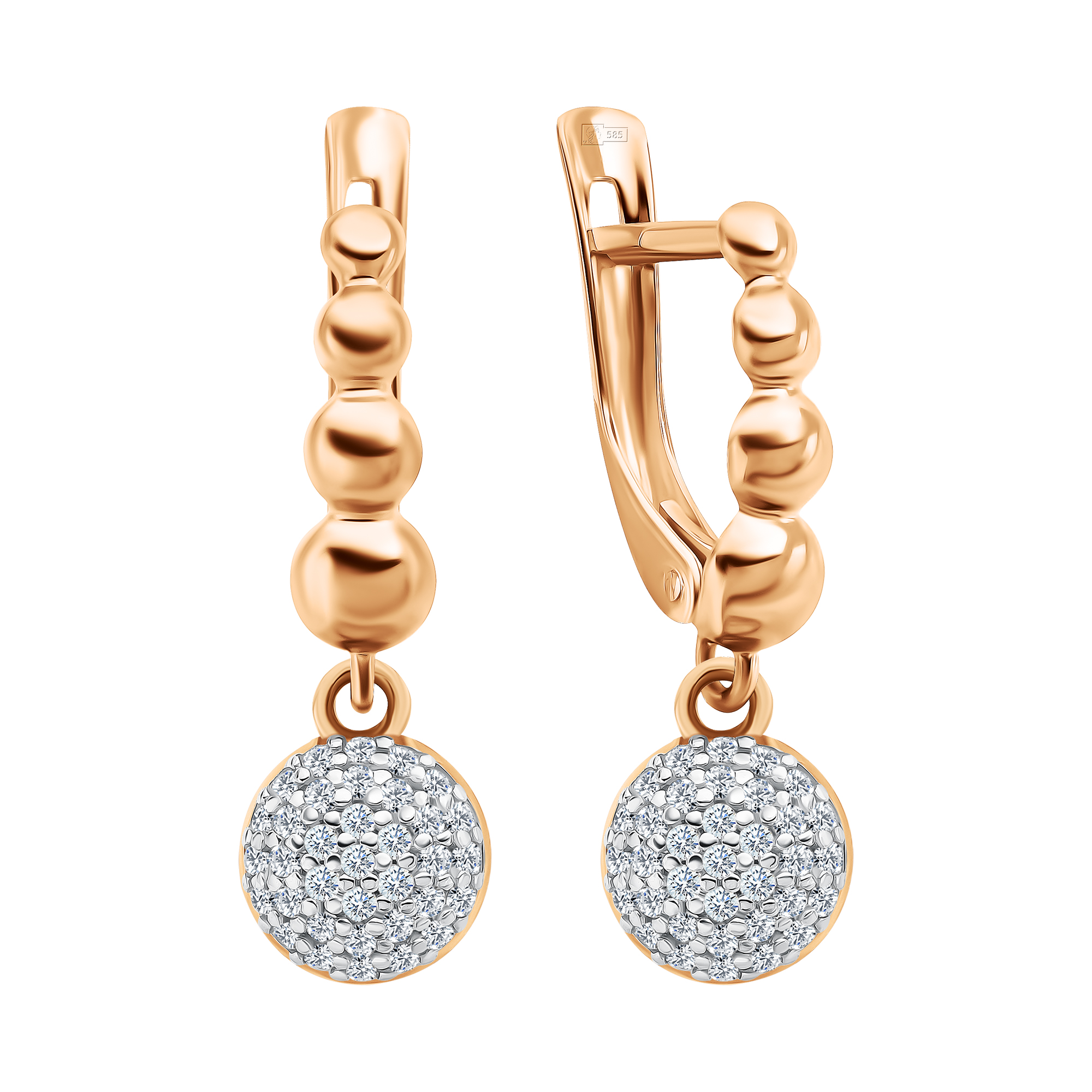 Серьги из золота с камнем Куб цирконий фото, цены