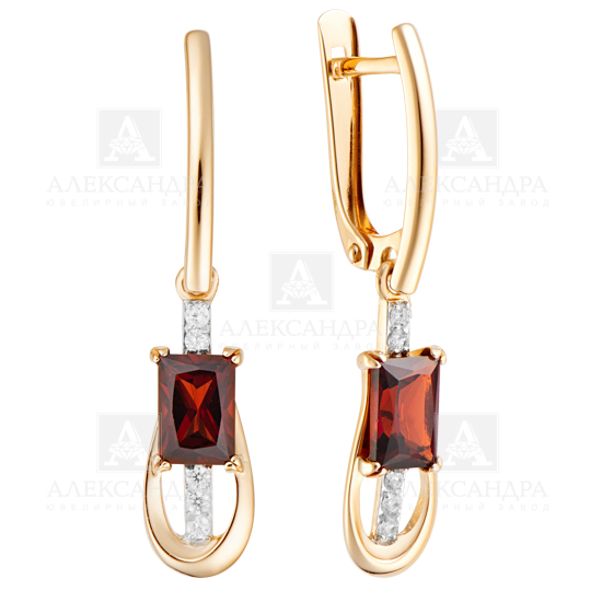Серьги из золота с камнем Топаз, Фианит фото, цены
