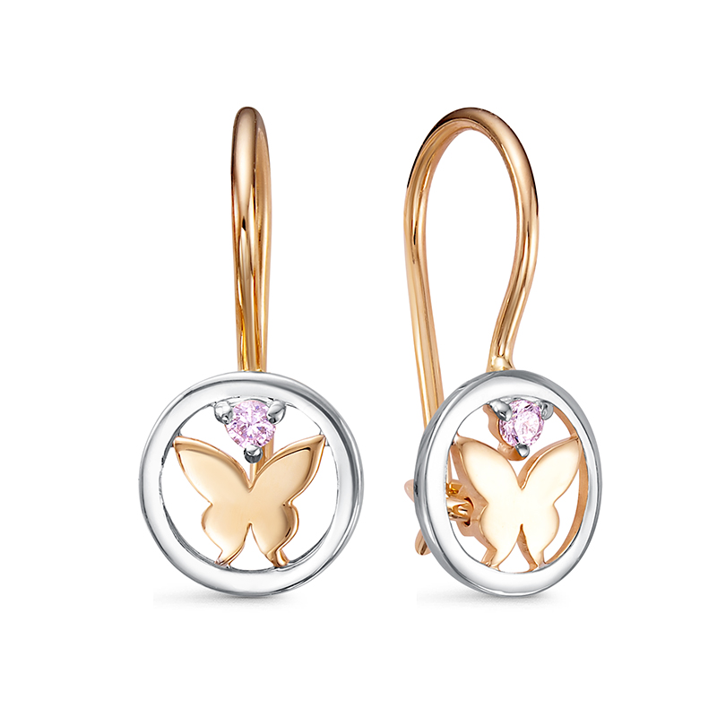 Серьги из золота с камнем Фианит фото, цены