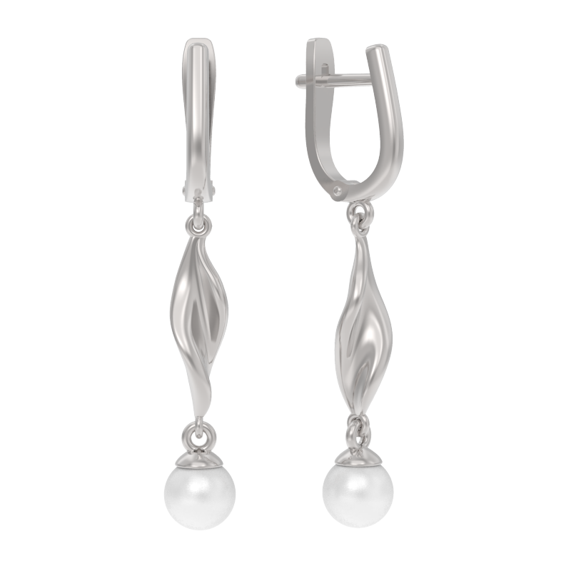 Серьги из серебра с камнем Жемчуг фото, цены