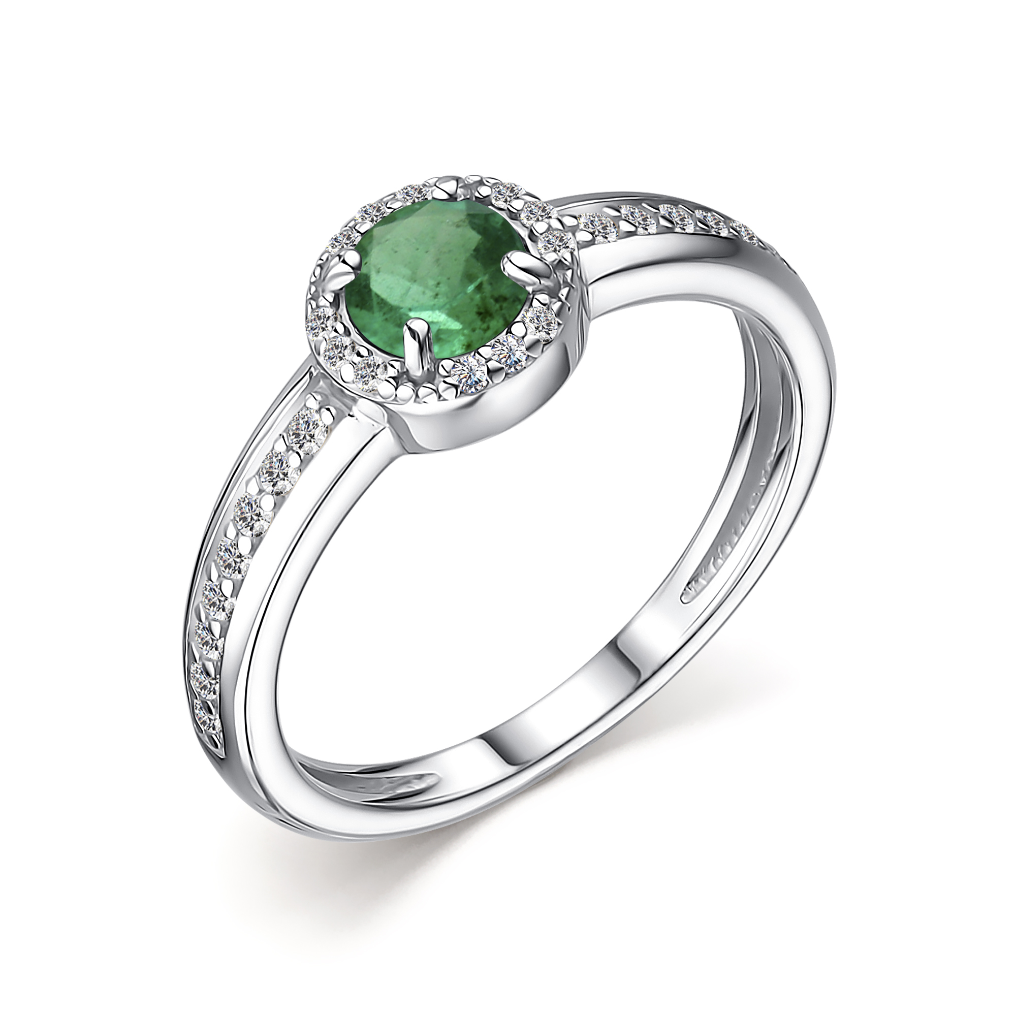 Кольцо из серебра с камнем Фианит, Изумруд фото, цены