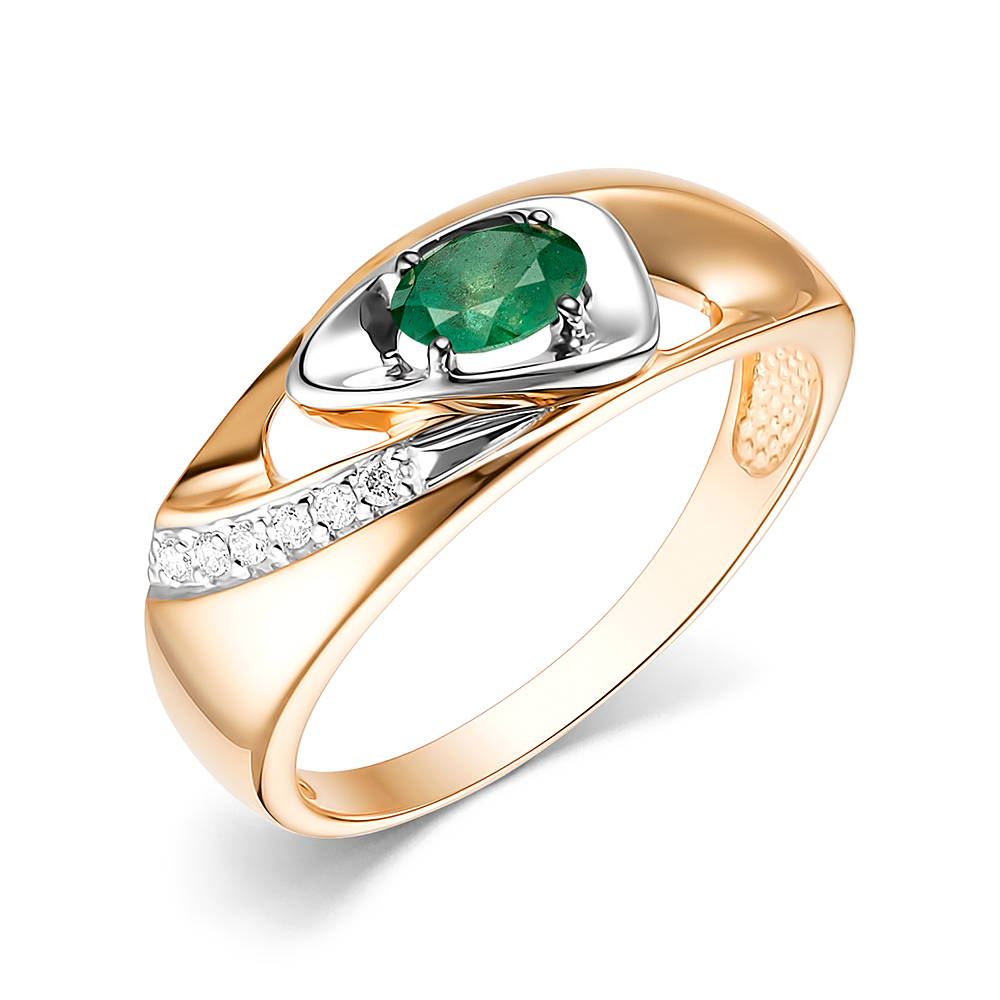 Кольцо из золота с камнем Бриллиант, Изумруд фото, цены