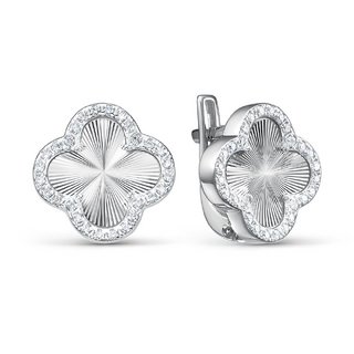 Серьги из серебра с камнем Фианит фото, цены