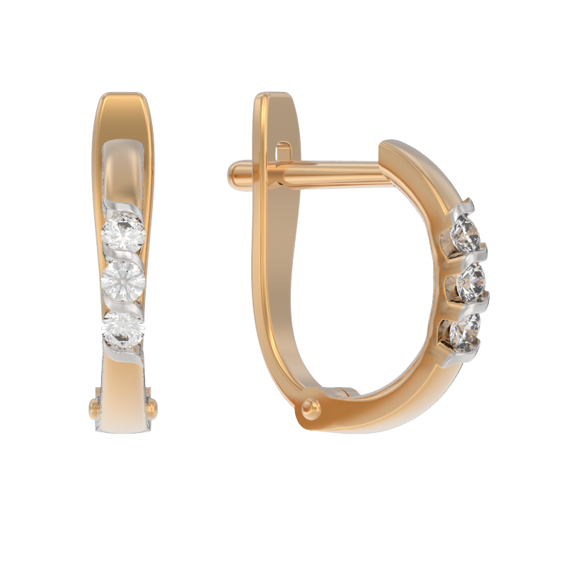 Серьги из золота с камнем Бриллиант фото, цены