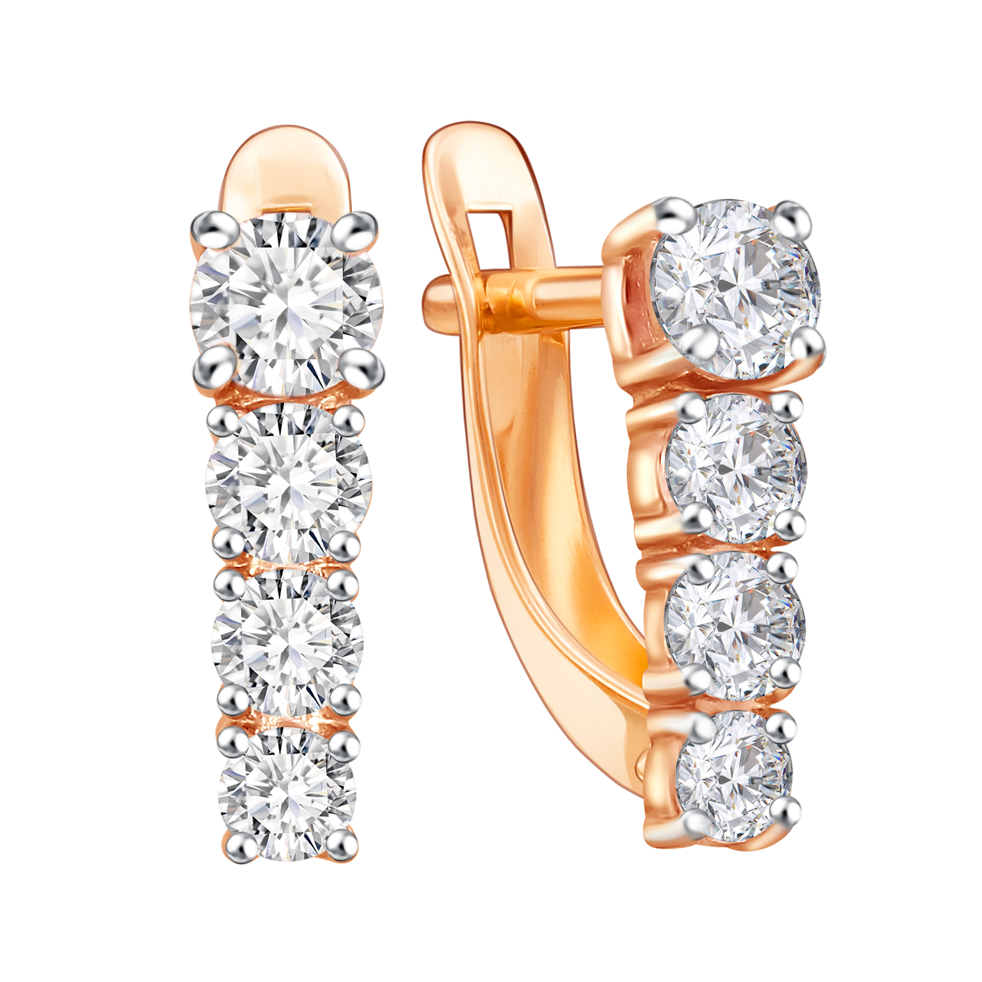 Серьги из золота с камнем Фианит фото, цены