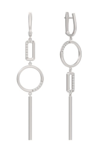 Серьги из серебра с камнем Фианит фото, цены