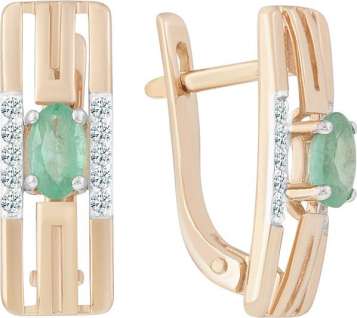 Серьги из золота с камнем Бриллиант, Изумруд фото, цены