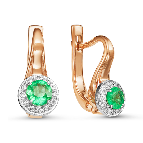 Серьги из золота с камнем Бриллиант, Изумруд фото, цены