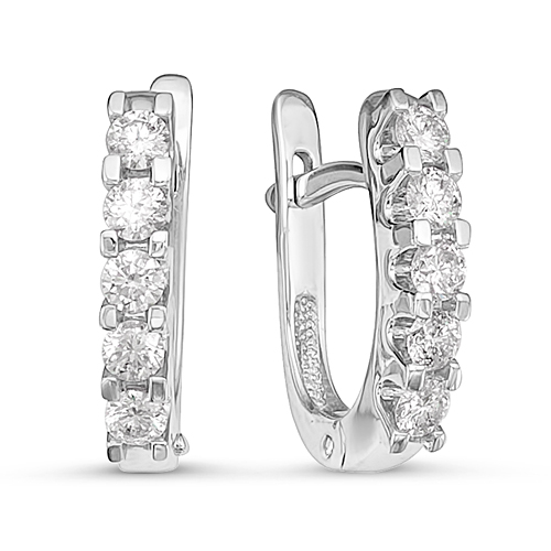 Серьги из белого золота с камнем Бриллиант фото, цены