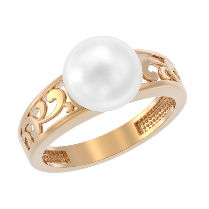 Кольцо из золота с камнем Жемчуг фото, цены