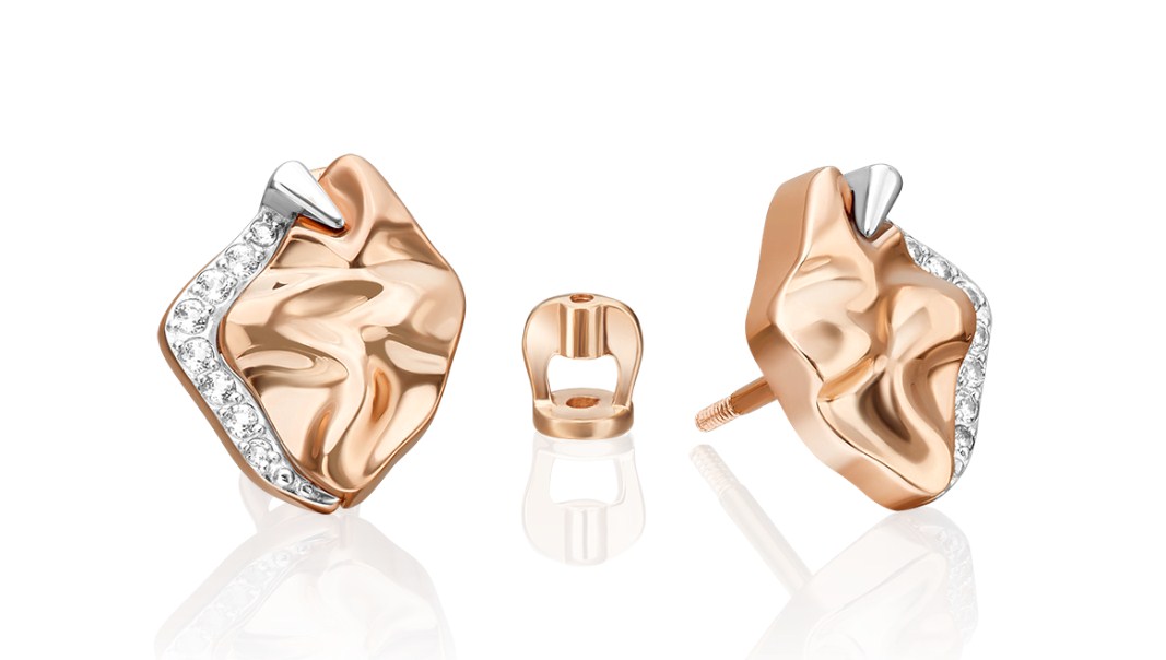 Пуссеты из золота с камнем Топаз фото, цены