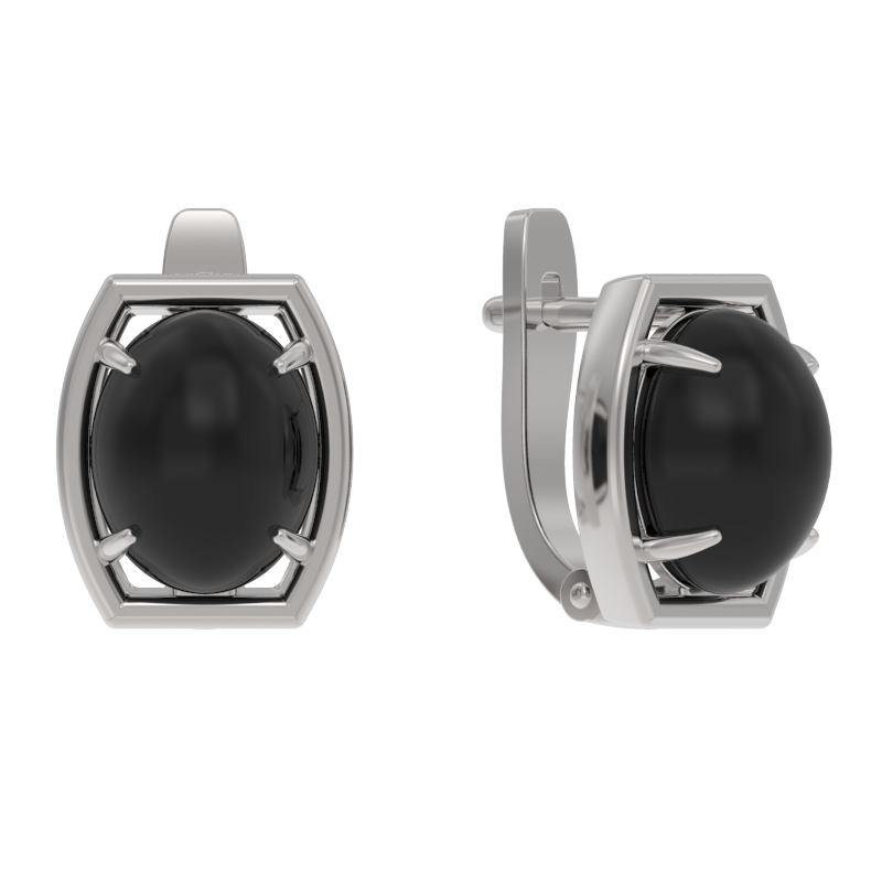 Серьги из серебра с камнем Агат фото, цены