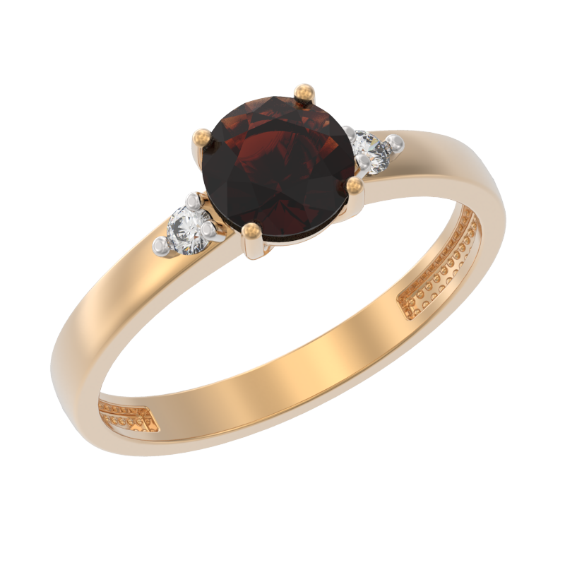 Кольцо из золота с камнем Гранат, Фианит фото, цены