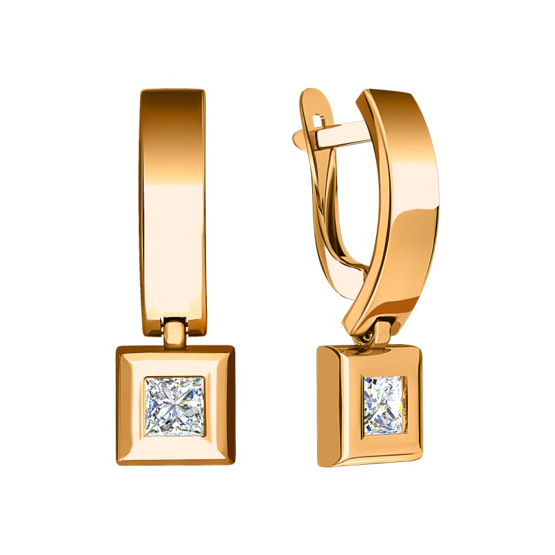 Серьги из золота с камнем Фианит фото, цены